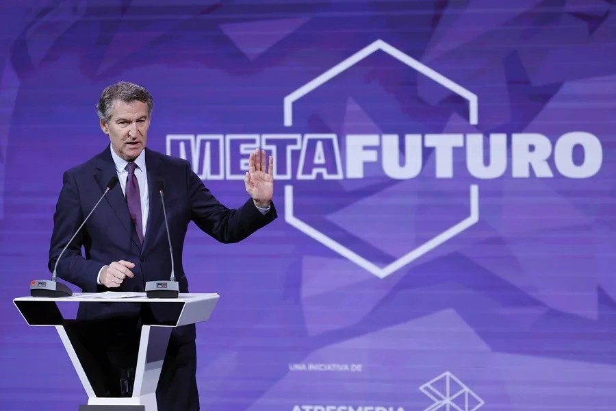 El líder del PP, Alberto Núñez Feijóo, durante su intervención en la segunda jornada de la IV edición del foro Metafuturo