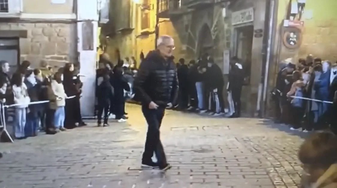 Captura de pantalla de un vídeo con las últimas imágenes de un hombre desaparecido en Olite el 31 de diciembre