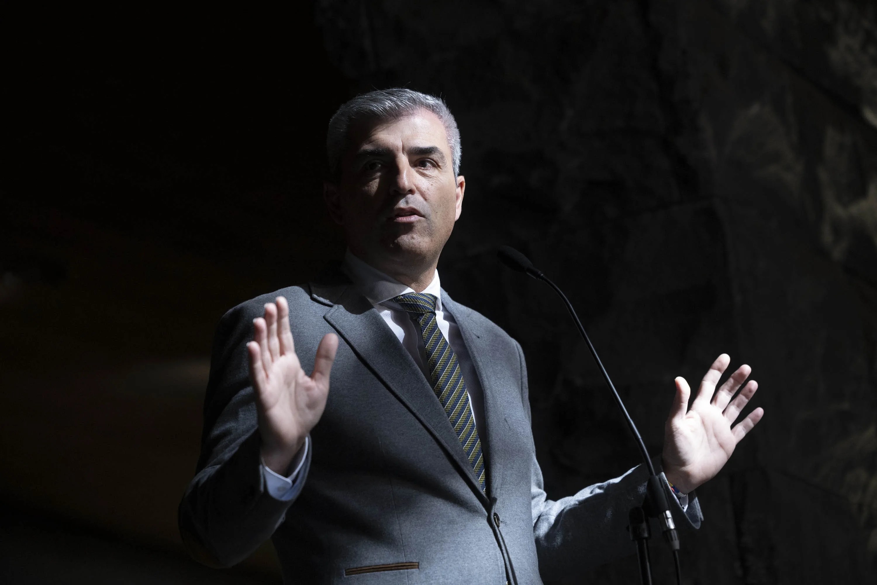 El vicepresidente y consejero de Economía del Gobierno de Canarias, Manuel Domínguez, durante su rueda de prensa. EFE/Miguel Barreto