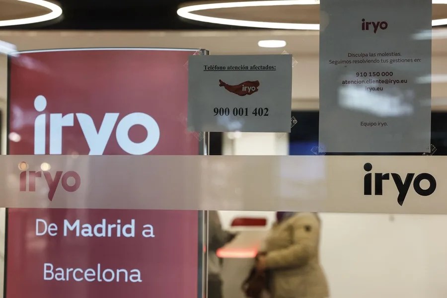 Oficina de Iryo en la la estación de Atocha de Madrid este lunes.