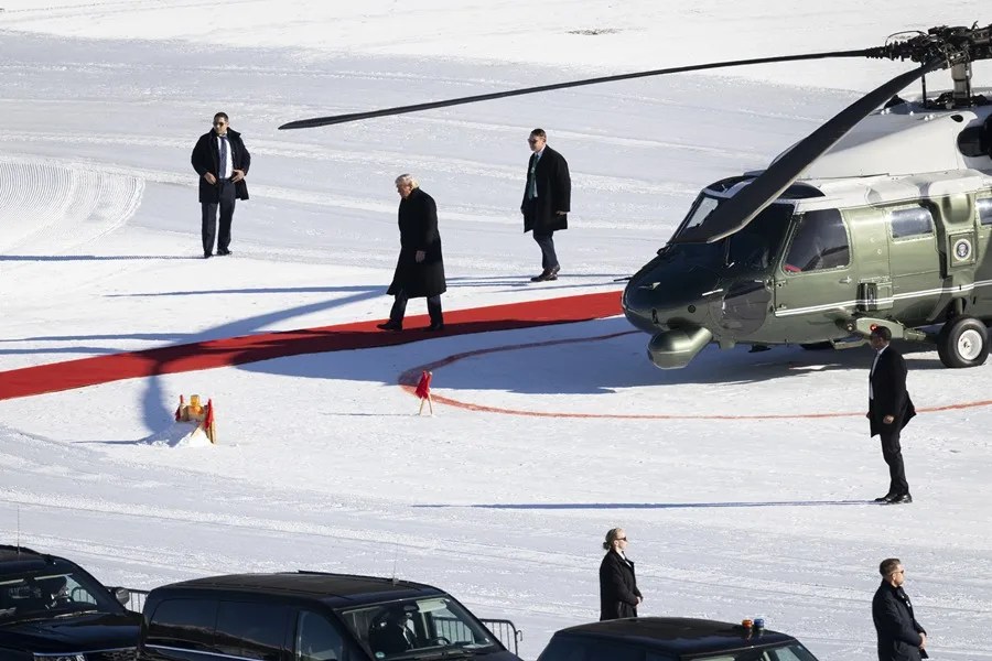 Donald Trump, a su llegada a Davos.