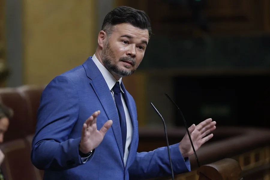 El portavoz de ERC, Gabriel Rufián, durante su intervención en el pleno del Congreso la semana pasada