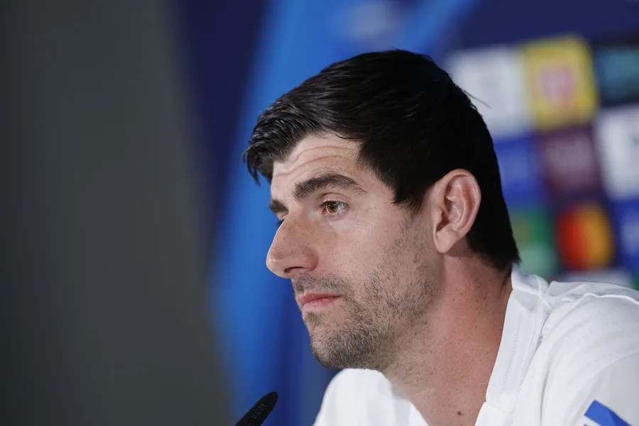 El portero del Real Madrid, Thibaut Courtois durante la rueda de prensa