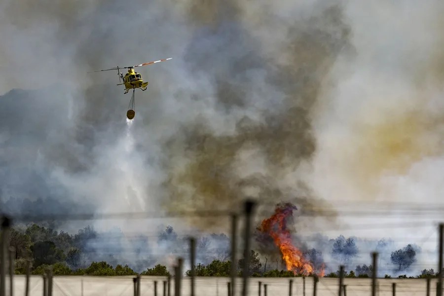 Incendio forestal que se ha iniciado este domingo en el paraje Llano de las Cabras del término municipal de Totana.