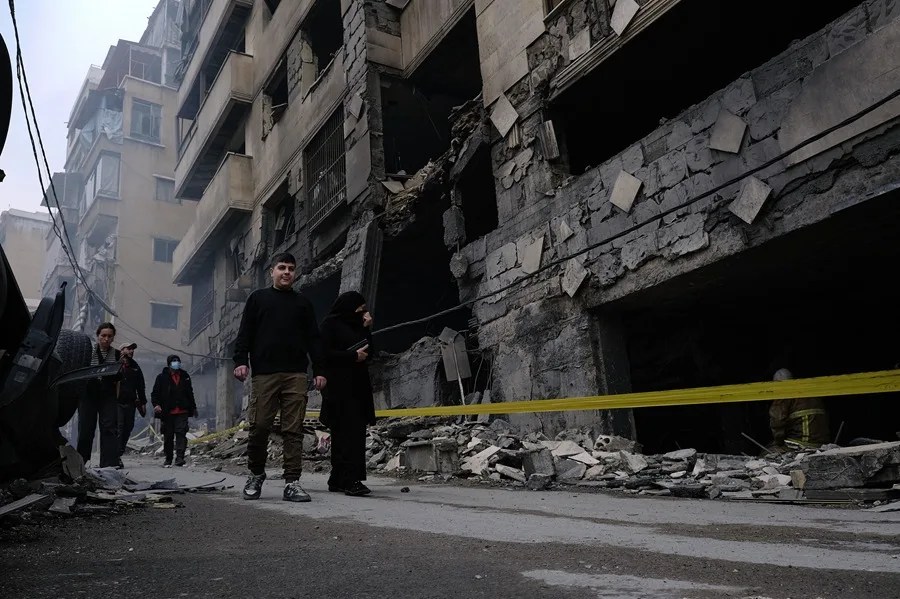 Estado en que han quedado varias viviendas del barrio de Bachoura, en Beirut, tras los bombardeos israelíes