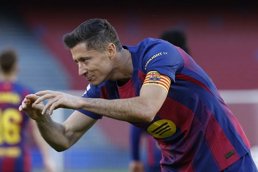 El delantero del Barcelona Robert Lewandowski