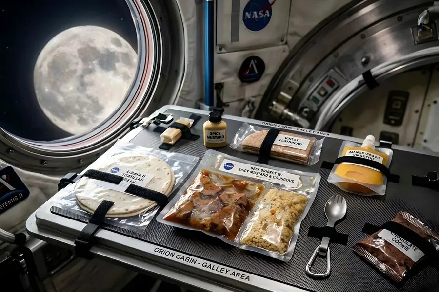 Camarones, tortillas, picante y hasta Nutella, el menú que flota en la misión Artemis II