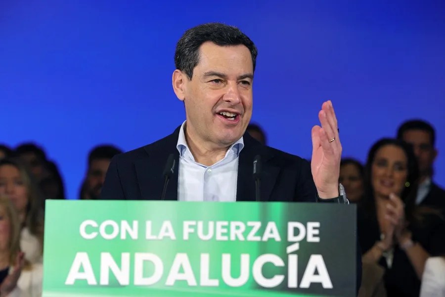 El presidente andaluz y candidato del PP a la reelección, Juanma Moreno