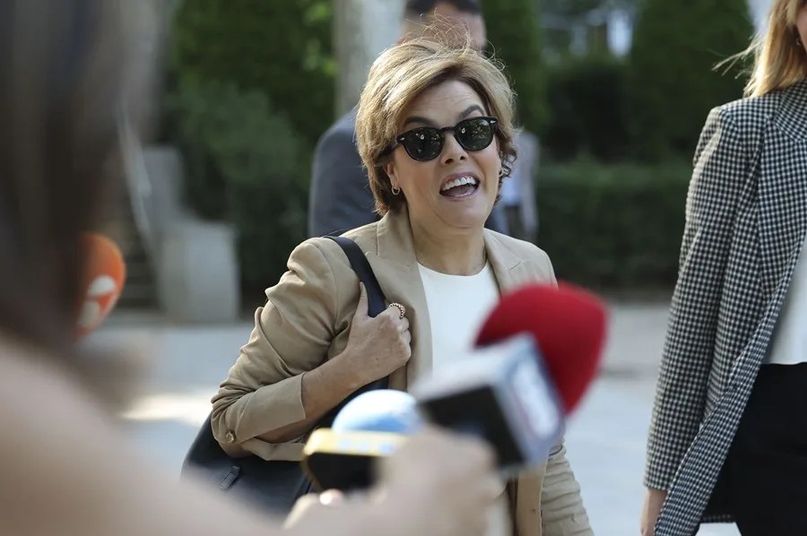 La exdirigente del PP Soraya Sáenz de Santamaría, a su llegada este lunes a la Audiencia Nacional