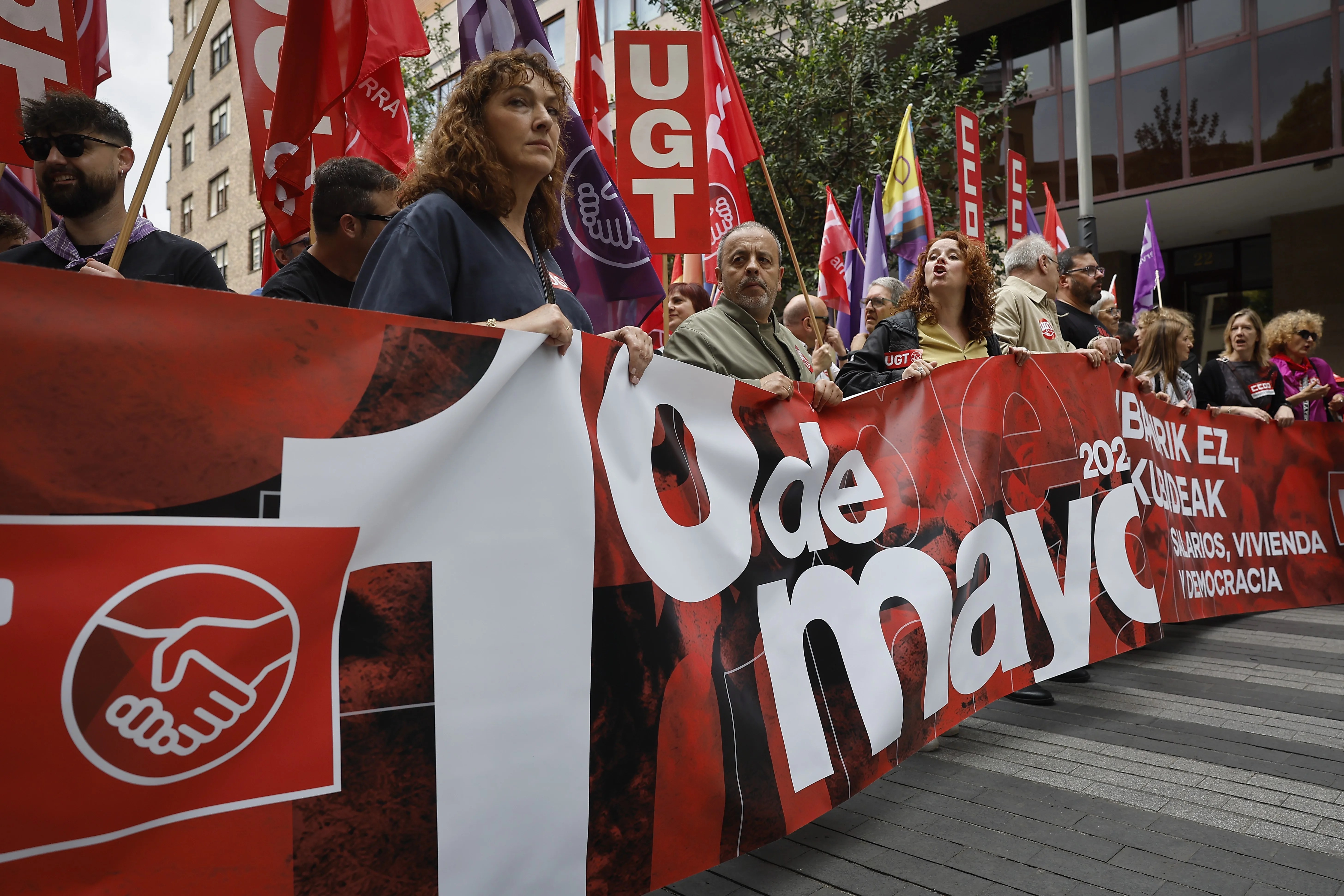 Imagen de una de las manifestaciones organizadas en Pamplona con motivo del Primero de Mayo