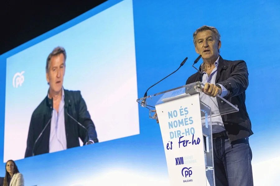 El líder del PP, Alberto Núñez Feijóo en el XVII Congreso autonómico del PP de Baleares en Palma de Mallorca.