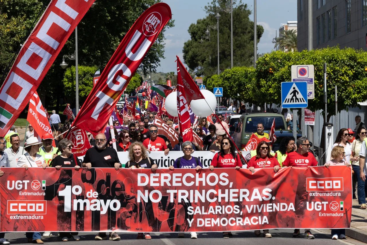 Manifestación del Día Internacional del Trabajo en Mérida. EFE/Jero Morales