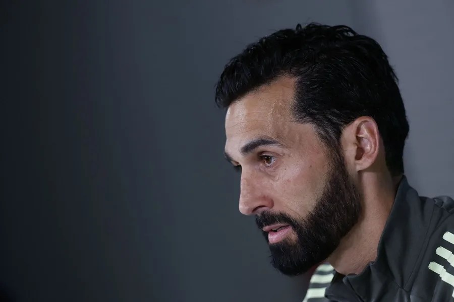 El entrenador del Real Madrid, Álvaro Arbeloa, durante la rueda de prensa