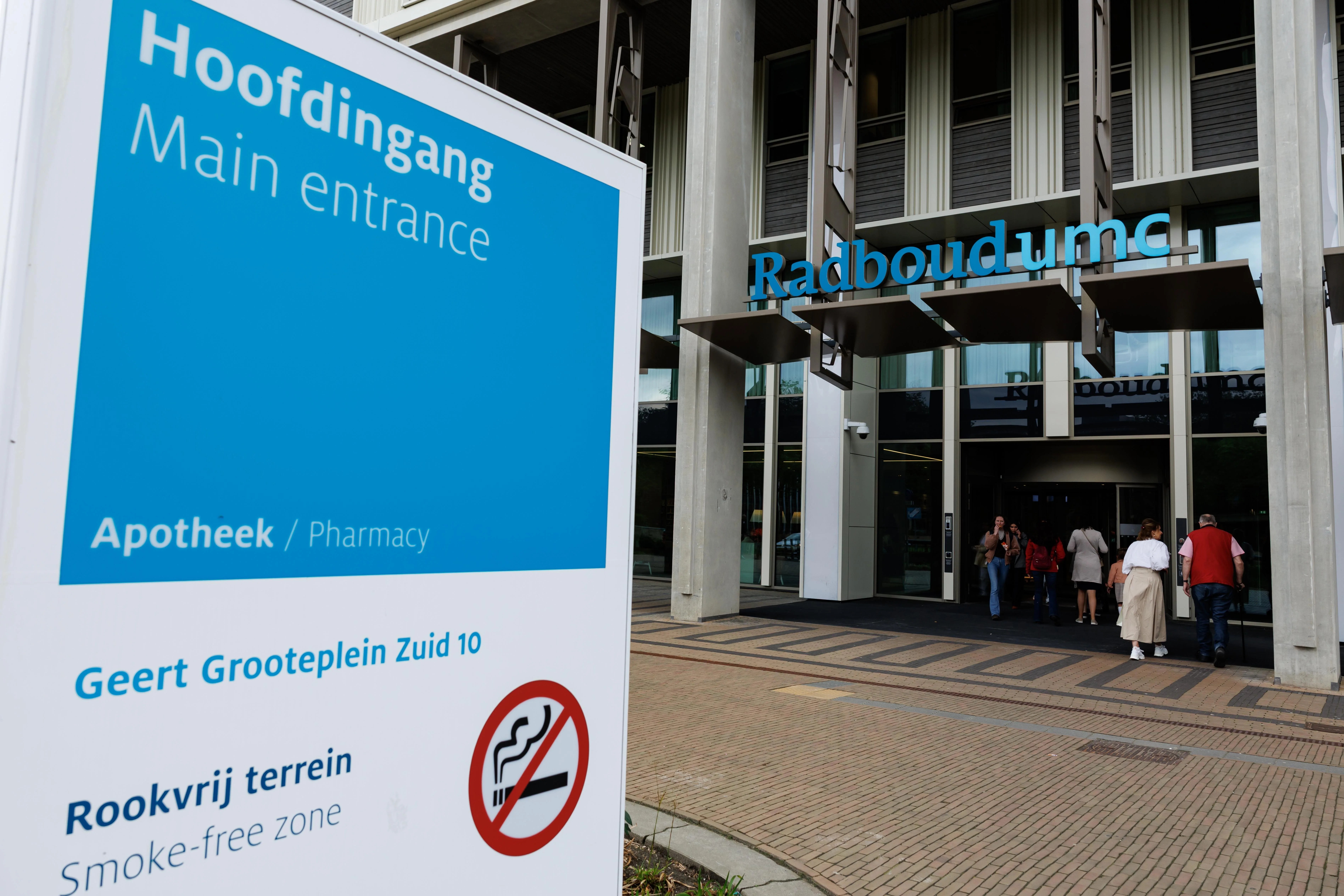 Exterior del hospital Radboudumc, que ha ingresado a un paciente del crucero Hondius que podría estar infectado con el hantavirus, en Nijmegen, Países Bajos.