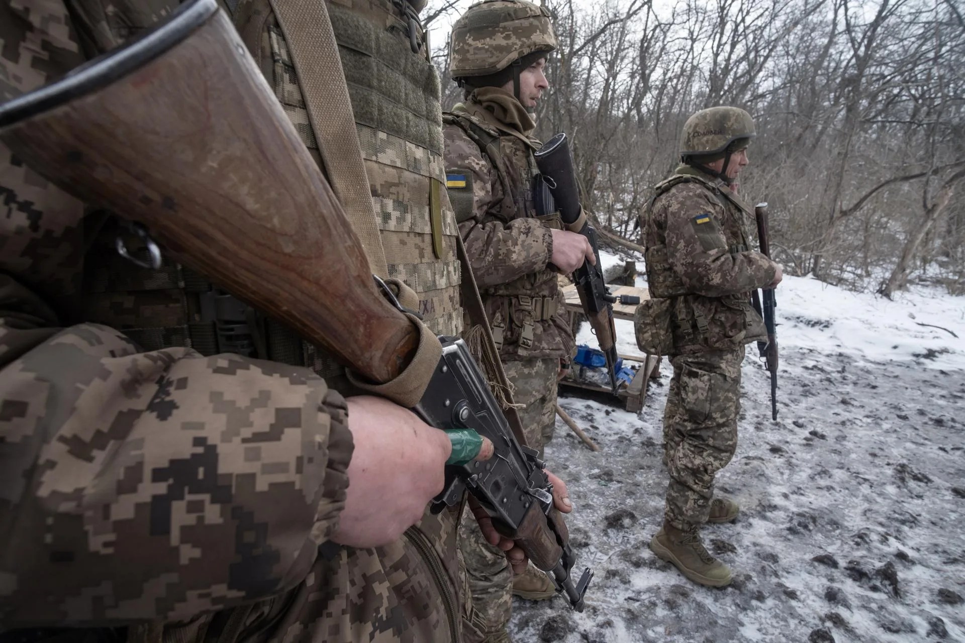 (FILE). Ukrainian infantry soldiers of the Alcatraz Battalion, part of the 93rd Mechanised Brigade Kholodnyi Yar of the Army, during their intensive military training period – before being sent to the frontline to carry out assault missions – in the Kharkiv region, Ukraine. Feb. 20, 2026. EFE/EPA/María Senovilla