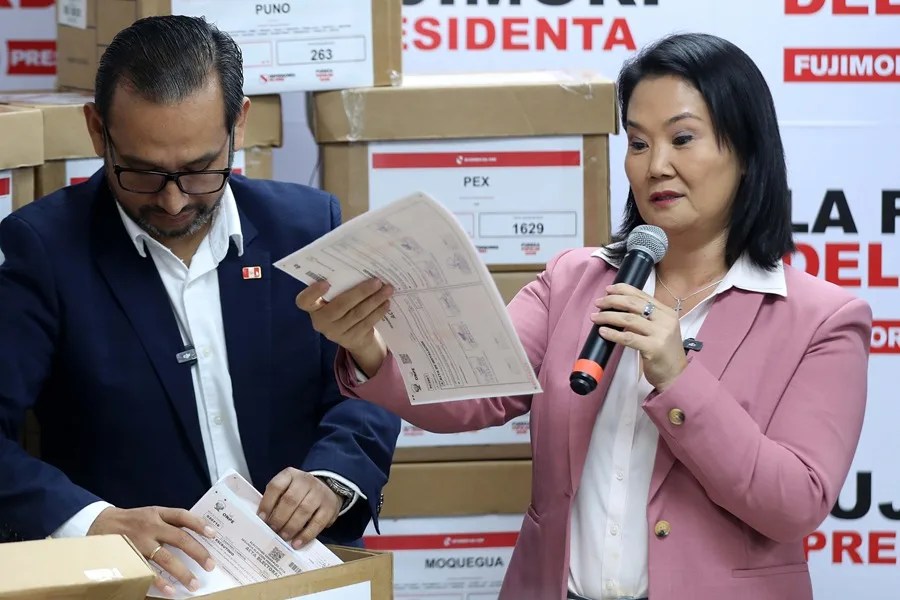 La candidata derechista Keiko Fujimori, ganadora de la segunda vuelta de las elecciones presidenciales de Perú. EFE/ Paolo Aguilar