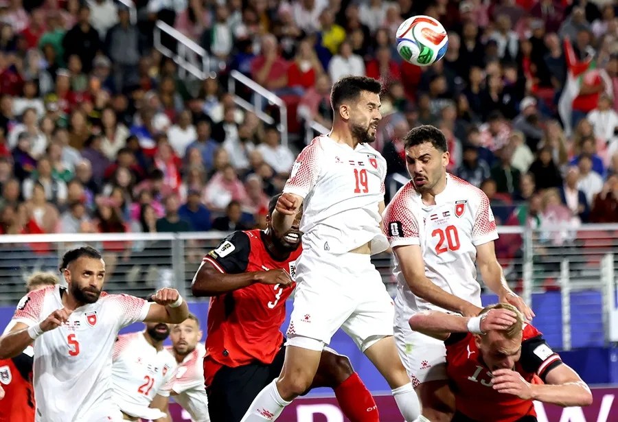 Imagen de un lance del partido entre Austria y Jordania.