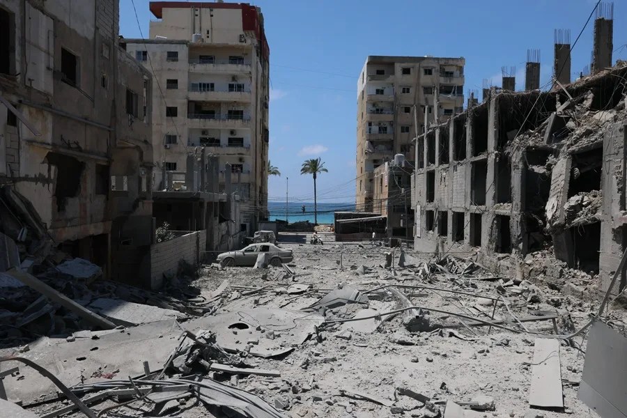 Edificios destruidos en la ciudad de Tyre, Líbano.