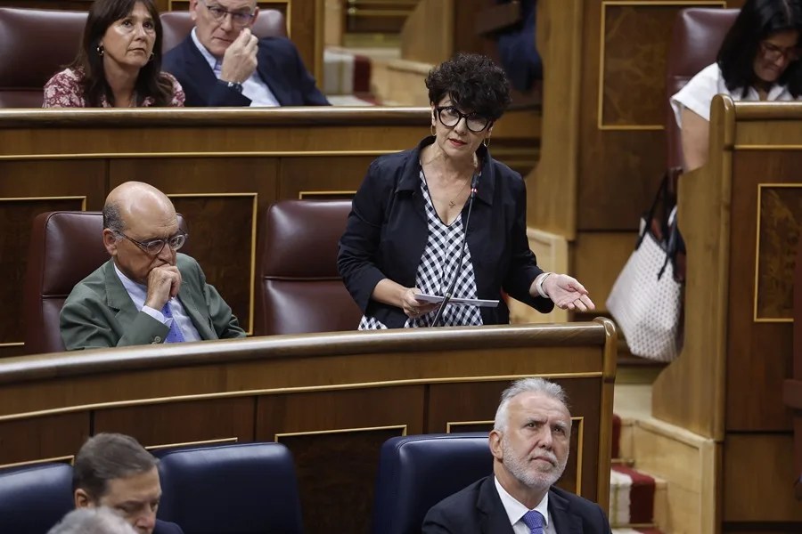 La portavoz del PNV, Maribel Vaquero, durante su intervención este miércoles en la sesión de control al Ejecutivo