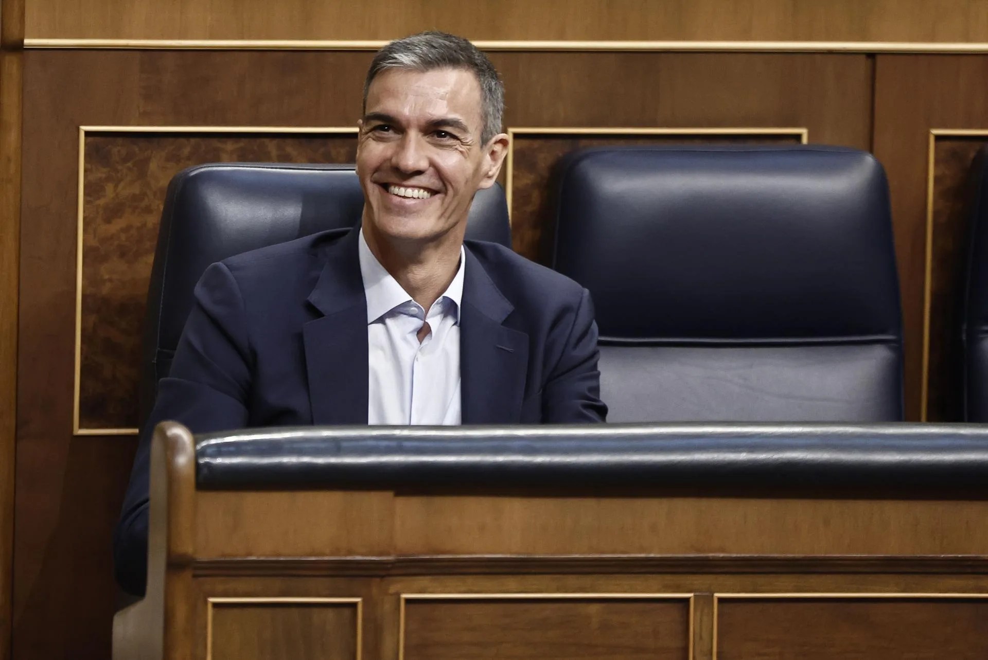 Spain's Prime Minister Pedro Sanchez smiles durnig the last ordinary Parliament plenary session of the current Spanish parliamentary season, in Madrid, Spain, 25 June 2026. EFE-EPA/SERGIO PEREZ