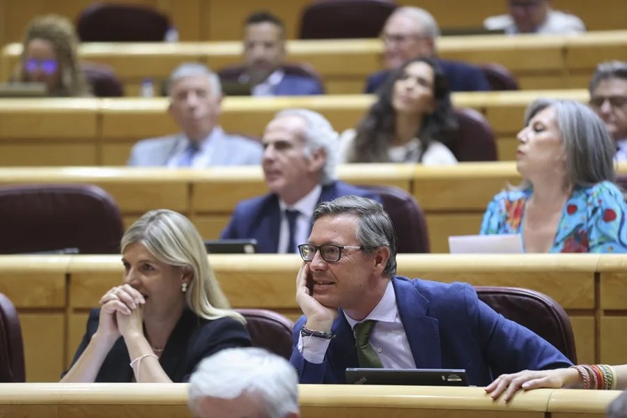 El senador popular Alfonso Serrano durante la sesión de control al Gobierno celebrada por el pleno del Senado, este martes en Madrid.