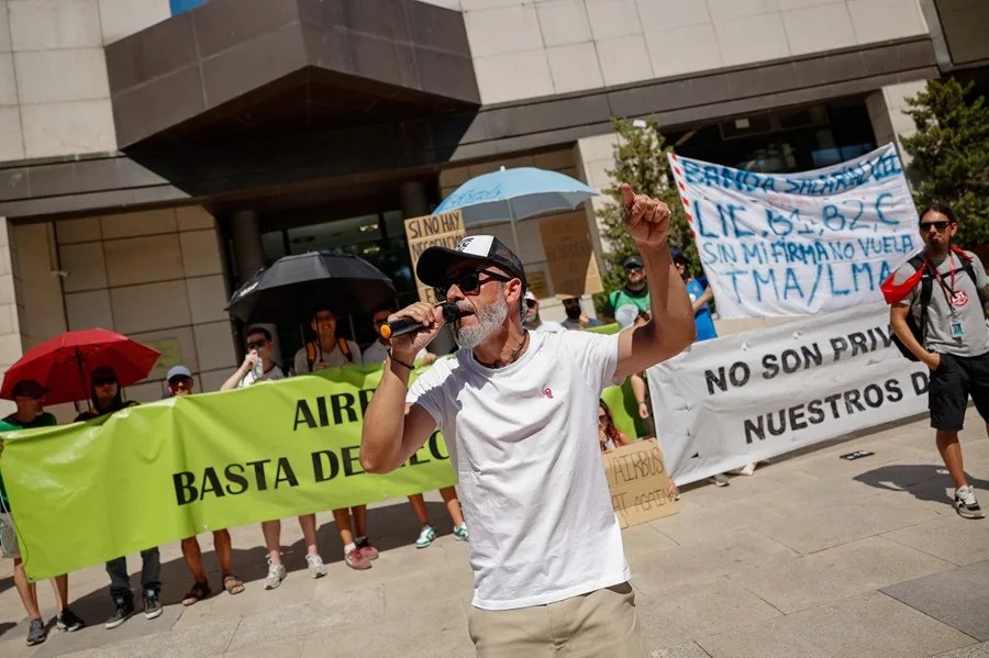 Imagen de una marcha de empleados de Airbus de Getafe.