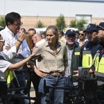 La vicepresidenta tercera y ministra de Transición Ecológica y Reto Demográfico Sara Aagesen y el ministro para la Transformación Digital y de la Función Pública Óscar López, visitan el puesto de mando avanzado de Navalcarnero (Madrid).