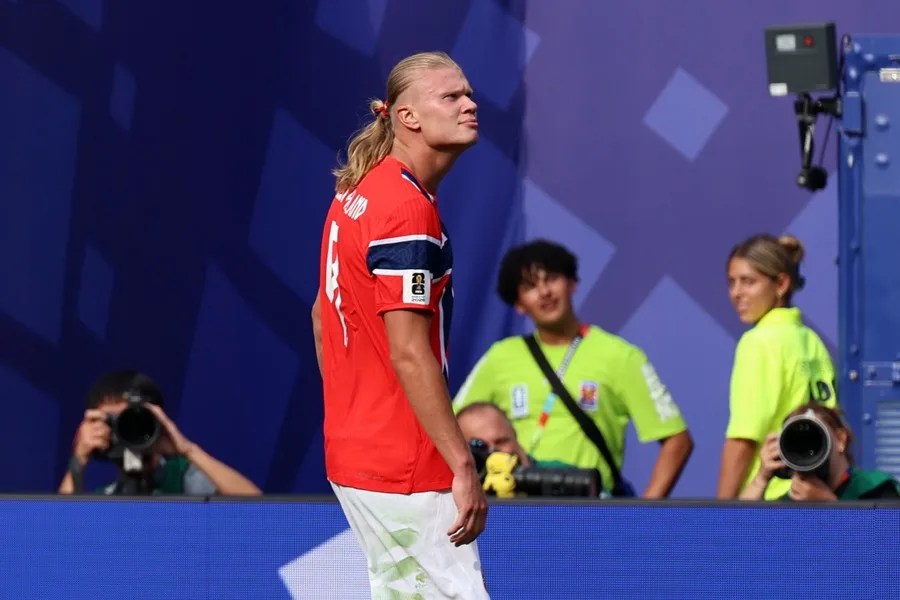 Erling Haaland, durante el partido contra Brasil.