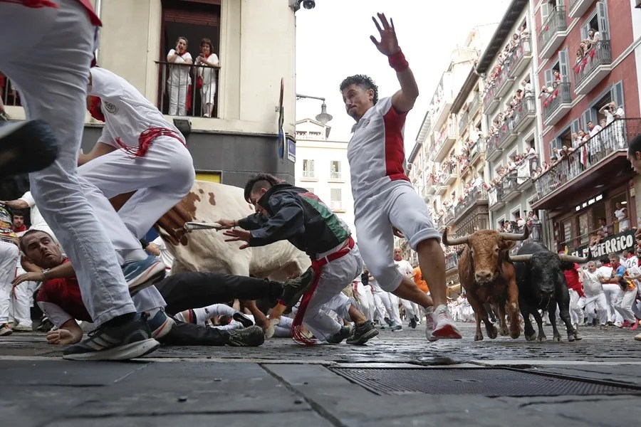 Sexto encierro de Sanfermines con toros de La Palmosilla (Cádiz) 