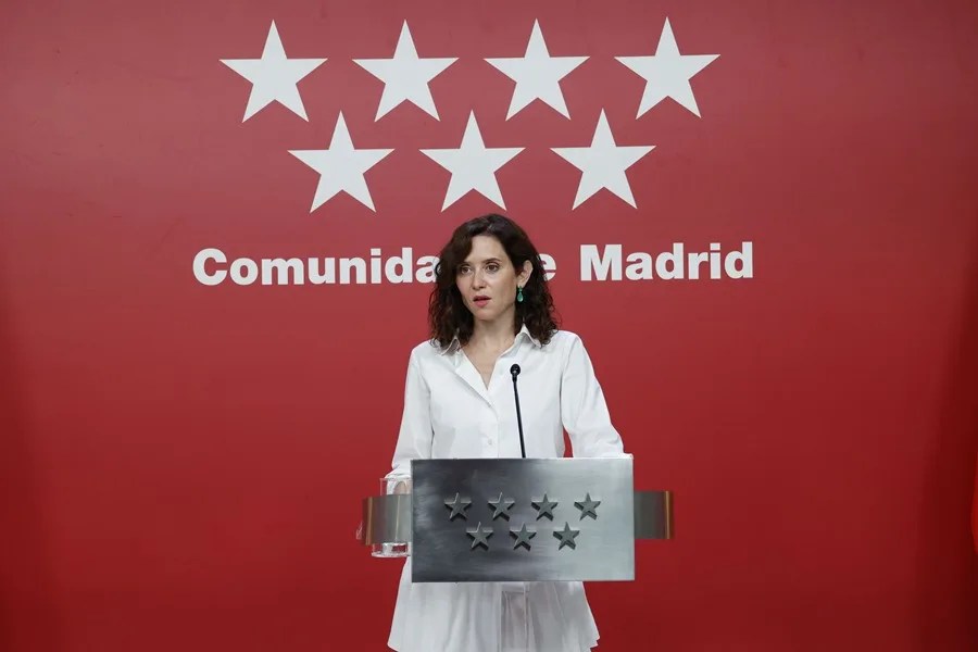 La presidenta de la Comunidad de Madrid, Isabel Díaz Ayuso, durante la rueda de prensa de ayer.
