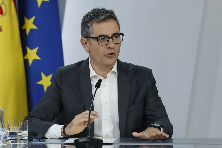 El ministro de Presidencia, Justicia y Relaciones con las Cortes, Félix Bolaños, durante la rueda de prensa convocada tras la reunión semanal del Consejo de Ministros