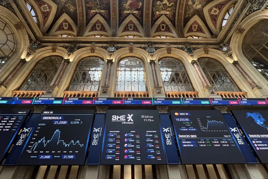 Vista de la cotización de hoy en la Bolsa española.