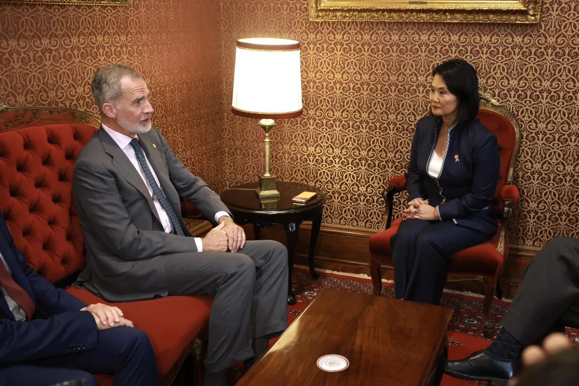 King Felipe VI of Spain (left) meets with Peru’s president-elect, Keiko Fujimori, this Monday at the Government Palace in Lima, Peru, on July 27, 2026.  EFE/ Royal Household /EDITORIAL USE ONLY/ AVAILABLE ONLY TO ILLUSTRATE THE ACCOMPANYING NEWS STORY (CREDIT REQUIRED)