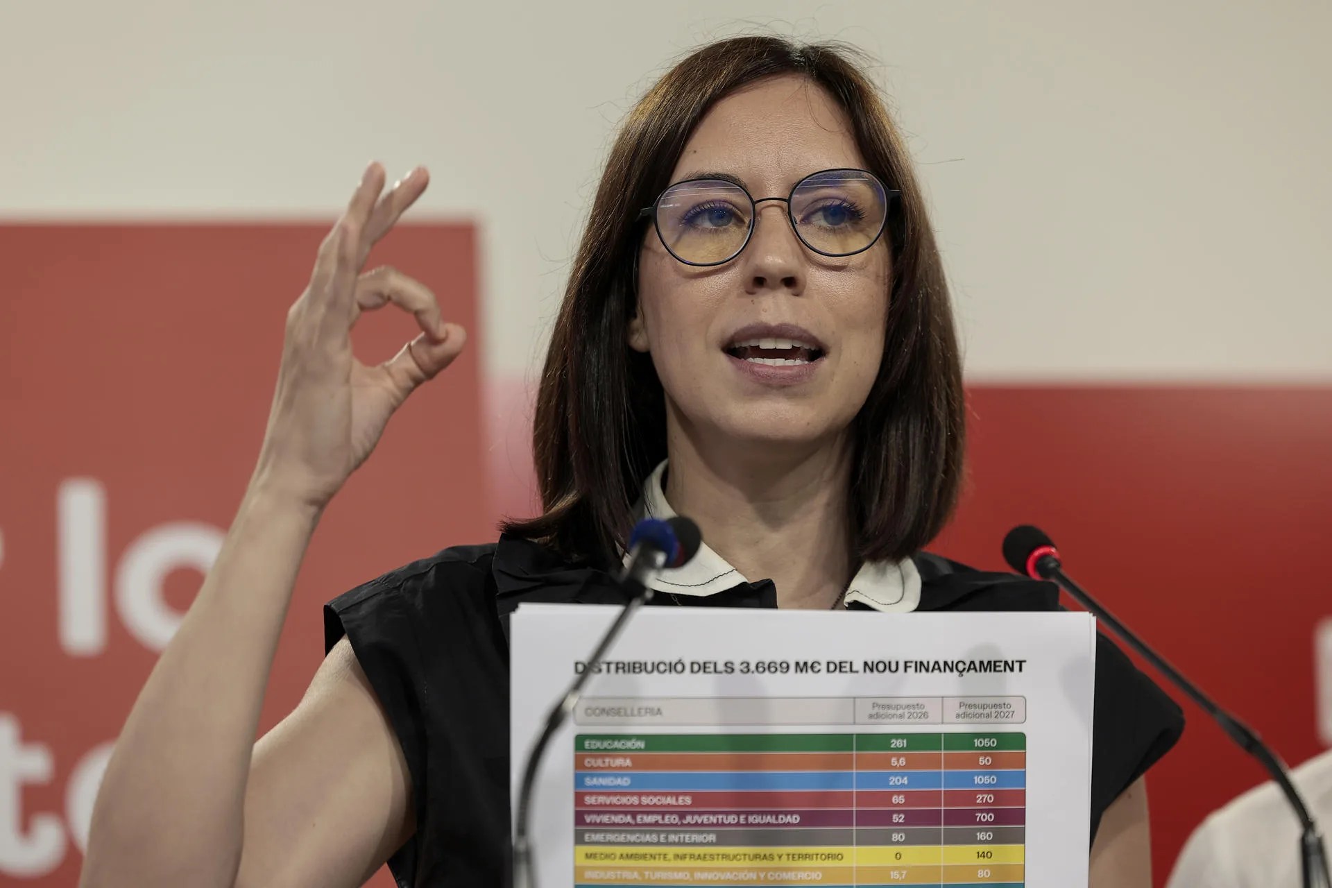 GRAFCVA4947. VALENCIA, 09/07/2026.- La secretaria general del PSPV-PSOE y candidata a la Presidencia de la Generalitat, la ministra Diana Morant, comparece en rueda de prensa. EFE/Biel Aliño