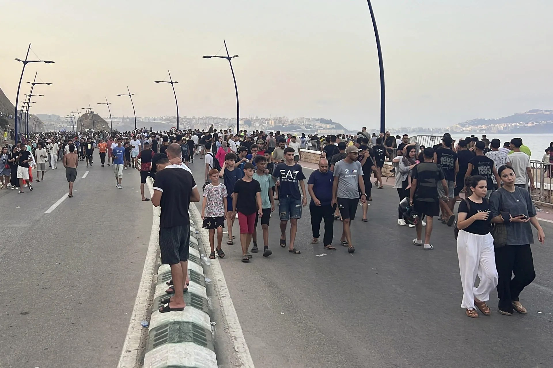 Moroccan authorities began using riot control equipment on Thursday to disperse the crowd gathered near the border with Ceuta, July 30, 2026. EFE/Mohamed Siali
