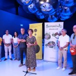 Imagen cedida de la presidenta Chivite con consejeros en la jornada divulgativa del eclipse solar en Sendaviva