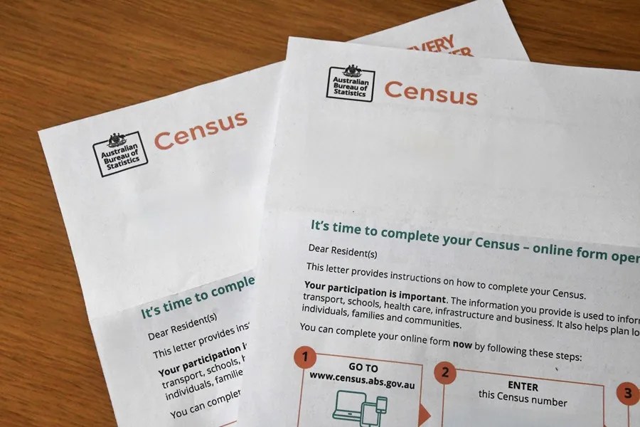 Fotografía que muestra un documento del censo nacional de población y vivienda de Australia este martes, una consulta obligatoria que cada cinco años.