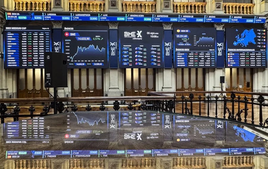 Interior de la Bolsa de Madrid en la cotización de hoy