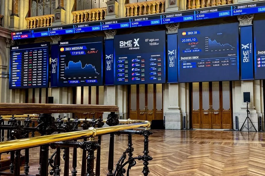 Interior de la Bolsa de Madrid en la cotización de hoy