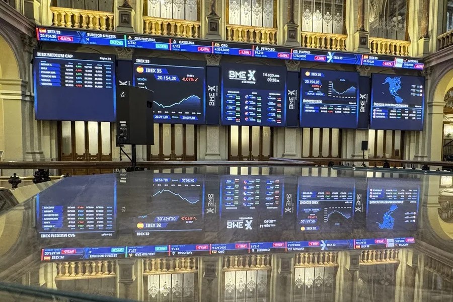 Interior de la Bolsa de Madrid en la sesión de hoy