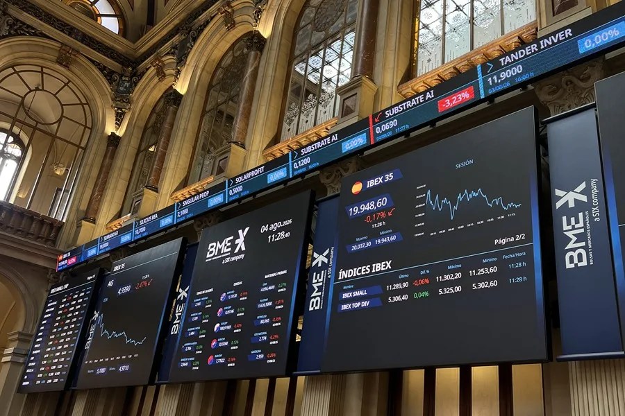 Interior de la bolsa de Madrid hoy.