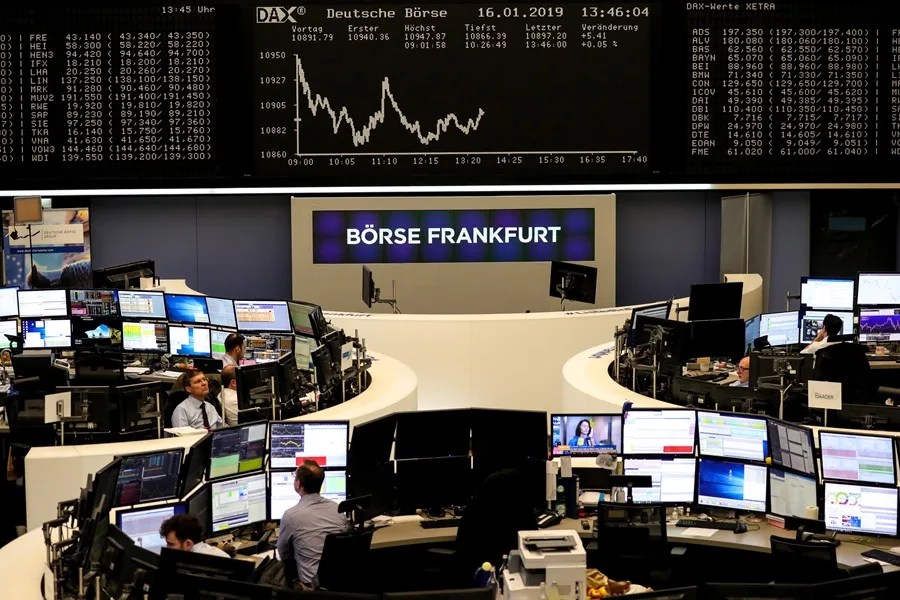 Interior de la Bolsa de Fráncfort (Alemania).