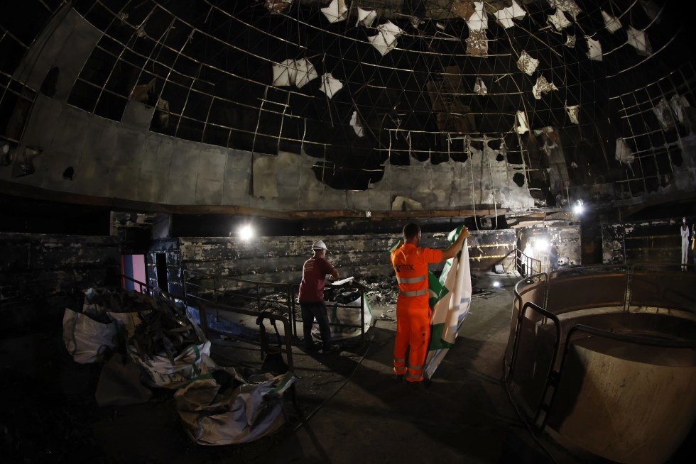Imagen del edificio del Planetario de Pamplona tras su incendio
