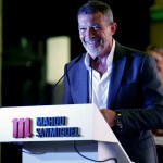El actor Antonio Banderas interviene durante el acto en el que ha recibido el reconocimiento 'Málaga, sesenta años de vida compartida'