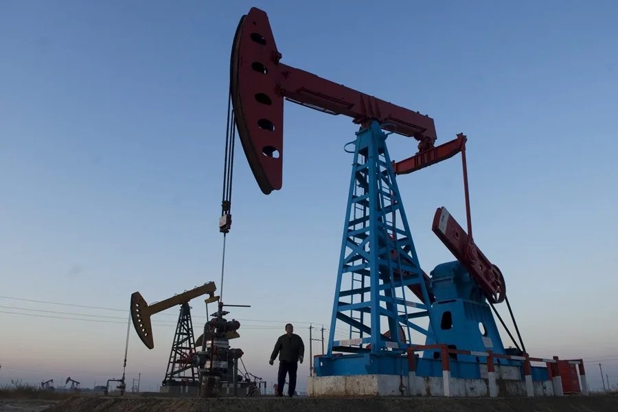 Plataforma petrolífera de Gudong en Dongying (China).