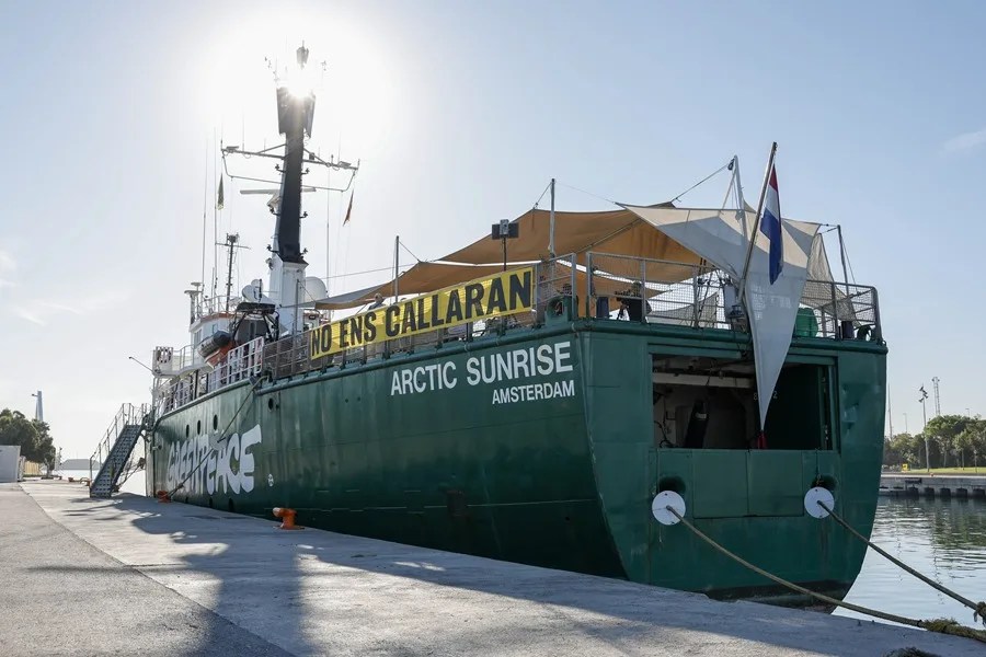El rompehielos Arctic Sunrise de Greenpeace, que llegó el pasado 17 de septiembre a València con motivo del juicio
