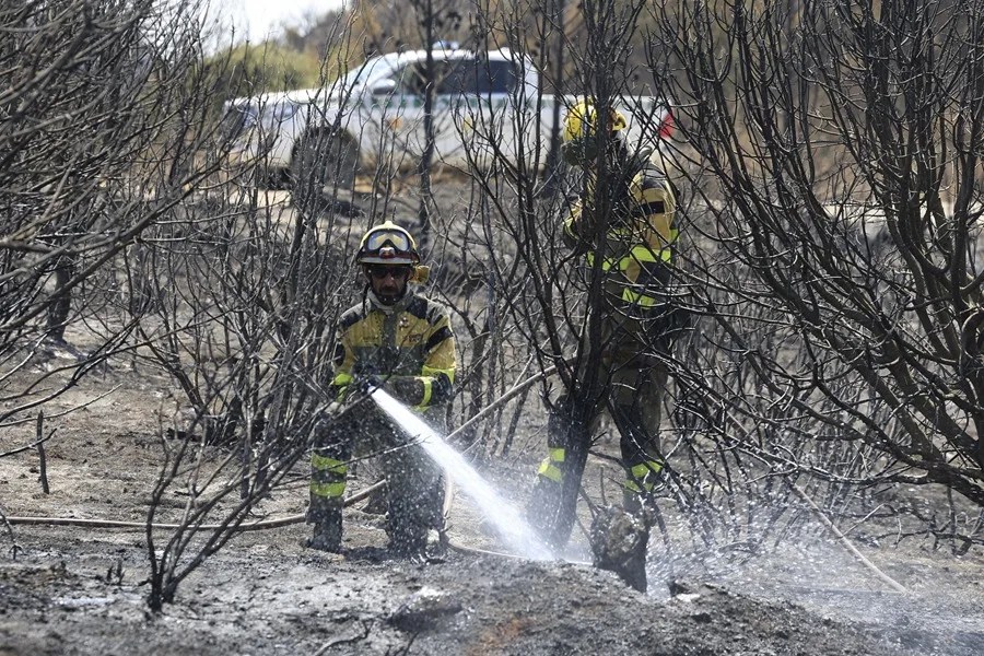 Operativo desplegado en el incendio forestal de Orés (Zaragoza), el pasado mes de julio.