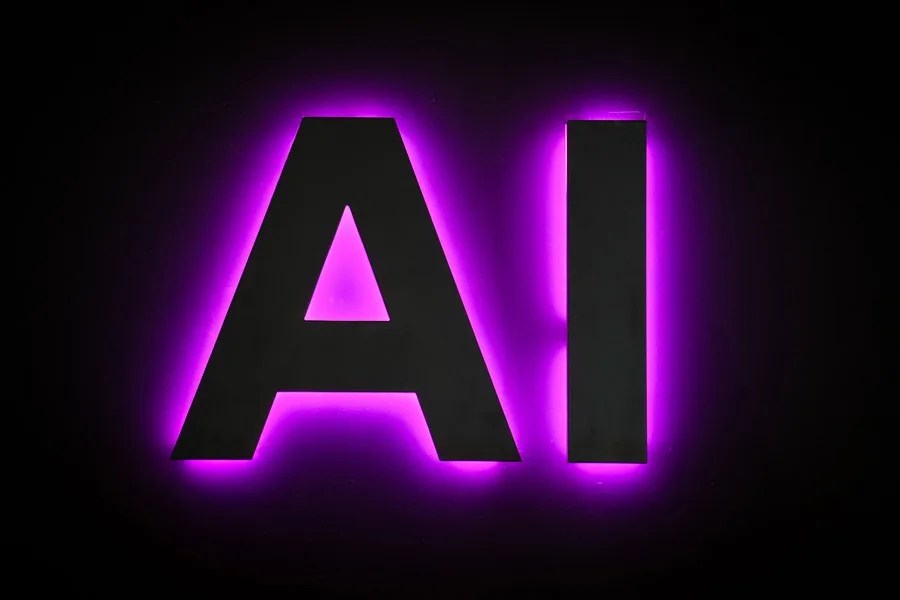 Detalle de un cartel anunciando inteligencia artificial, en una fotografía de archivo.