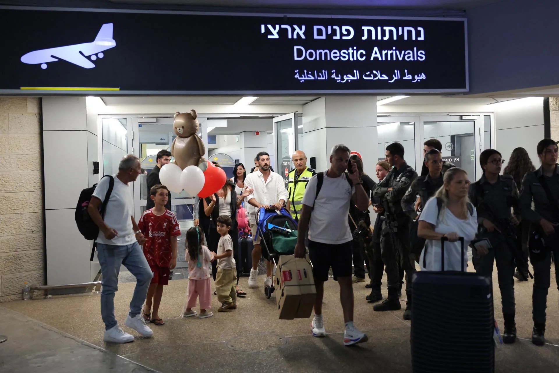 Israeli passengers arrive on a Flydubai flight from Tabuk, Saudi Arabia, at Ben Gurion International Airport near Tel Aviv, Israel. Sep. 30, 2026. EFE/EPA/ABIR SULTAN