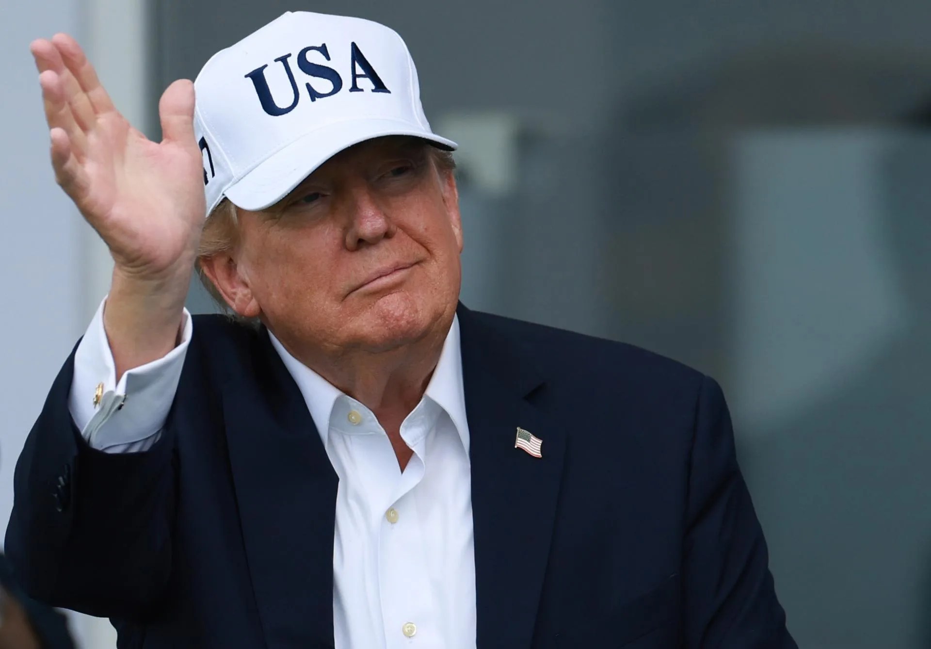 US President Donald Trump watches play from the 18th hole during the Irish Open at the Trump International Golf Links and Hotel in Doonbeg, Ireland. Sep. 13, 2026. EFE/EPA/NEIL HALL